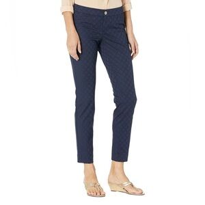 Lilly Pulitzer Women’s 2 Navy Blue Lattice Textured Skinny Ankle Pants